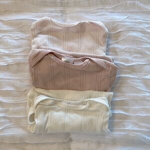 Zara three pack of onesies. White, pink, dusty rose